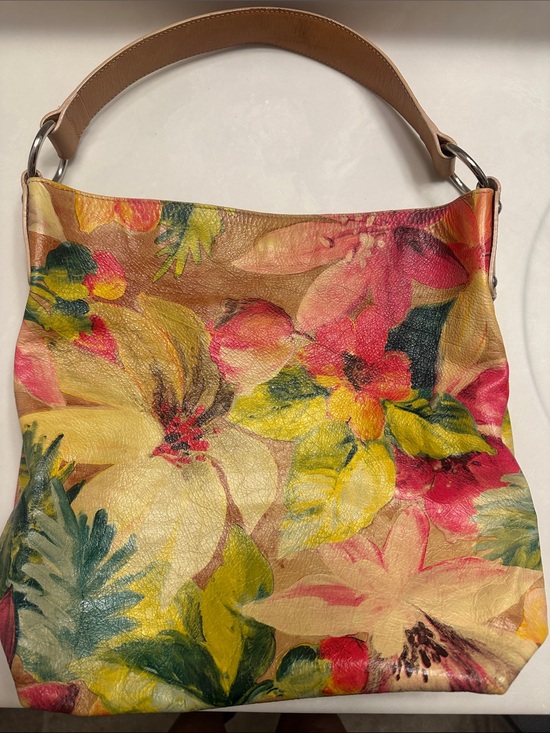 Maurizio Taiuti Handbags - Maurizio Taiuti Floral Leather Shoulder Bag in Yellow, Pink and Green